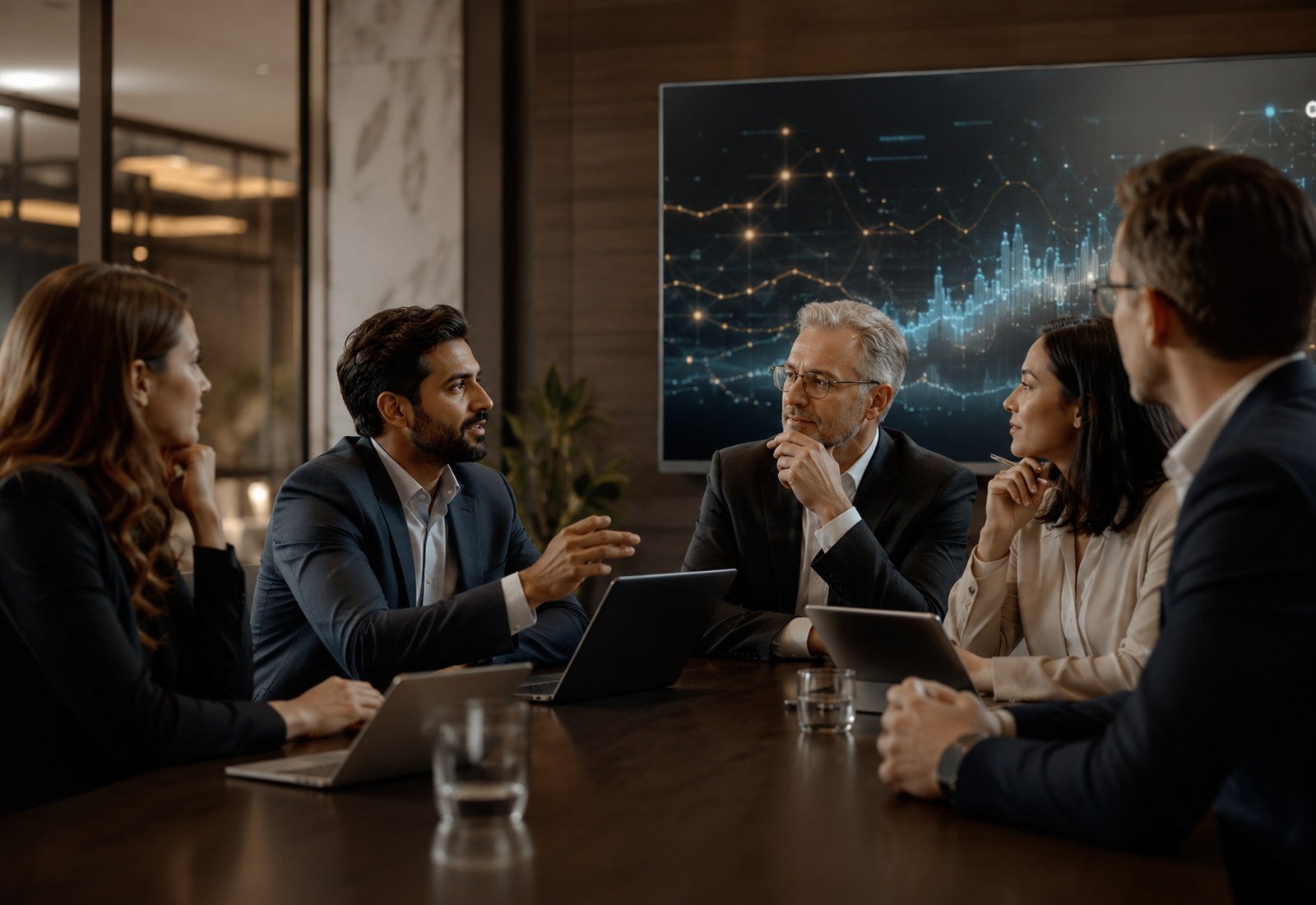Team discussing artificial intelligence strategy